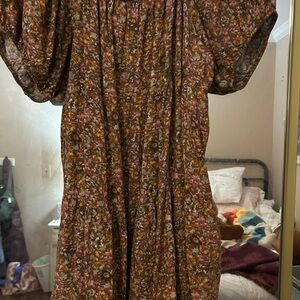 Wild Fable Brown Bishop Sleeve Sundress